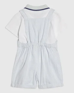 Baby Boys Blue Striped Dungaree Set