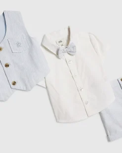 Baby Boys Blue Waistcoat And Shirt Set