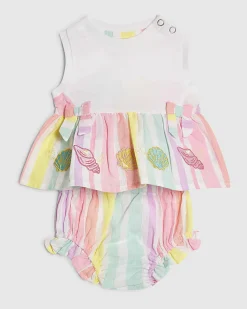 Baby Girls White Hybrid Stripe Dress Set