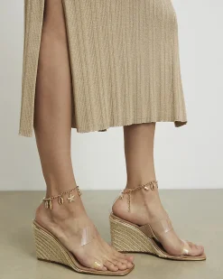 Beige Anklet Perspex Wedges