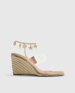 Beige Anklet Perspex Wedges