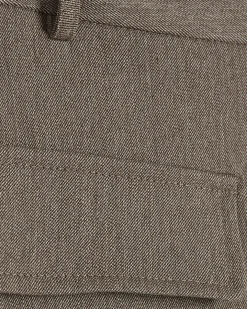 Beige Asymmetric Pocket Front Skort