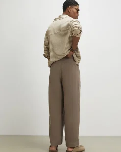 Beige Barrel Fit Trousers