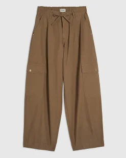 Beige Barrel Leg Cargo Trousers