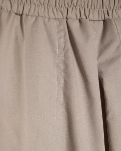 Beige Barrel Leg Pleated Trousers