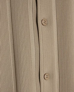 Beige Boxy Fit Ribbed Shirt