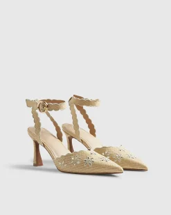Beige Broderie Court Heels