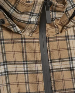 Beige Check Hooded Jacket