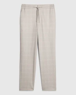 Beige Check Slim Elasticated Smart Joggers