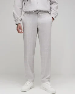 Beige Check Slim Elasticated Smart Joggers