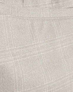 Beige Check Slim Elasticated Smart Joggers