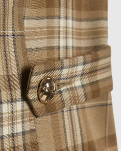 Beige Checked Cinched Waist Waistcoat