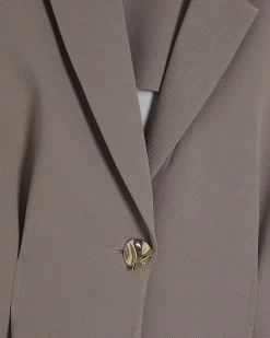 Beige Cinched Waist Blazer
