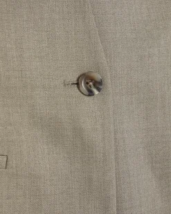 Beige Collarless Blazer