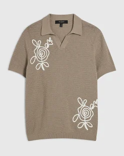 Beige Cornelli Knitted Open Collar Shirt