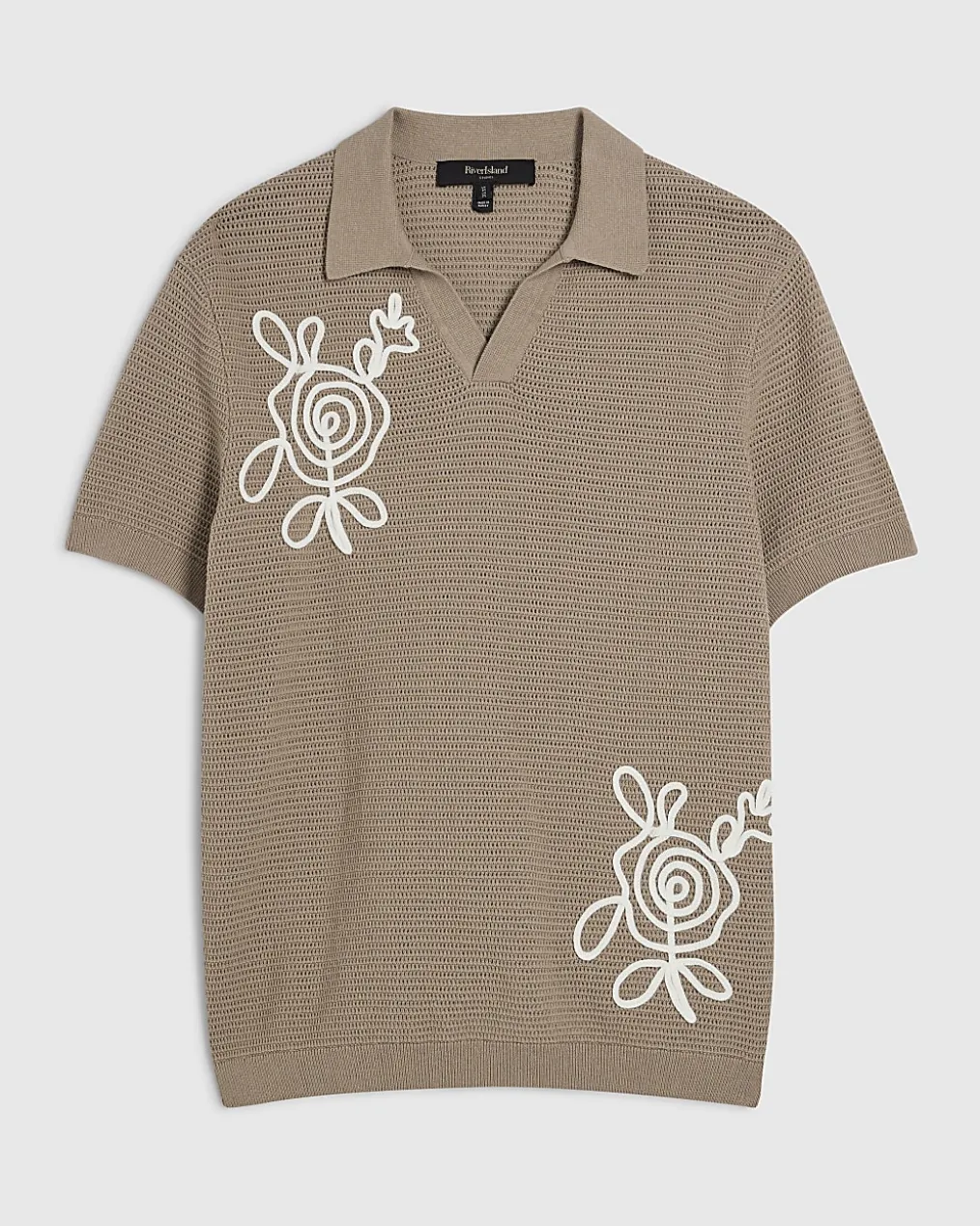 Beige Cornelli Knitted Open Collar Shirt