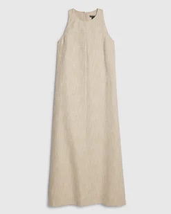 Beige Cotton Midi Dress