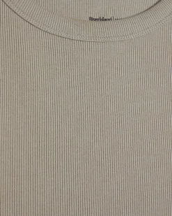 Beige Cotton Blend Sleeveless Ribbed Cami Top