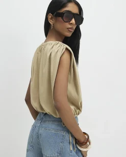 Beige Cotton Bubble Hem T-Shirt
