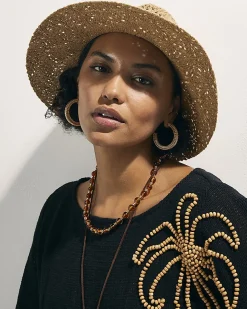 Beige Cut Out Studded Fedora Hat