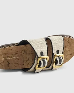 Beige Double Strap Footbed Sandals