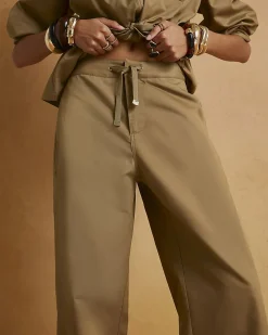 Beige Drawstring Waist Trousers
