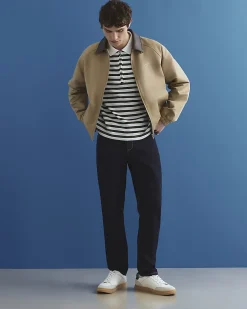 Beige Faux Leather Collared Harrington Jacket
