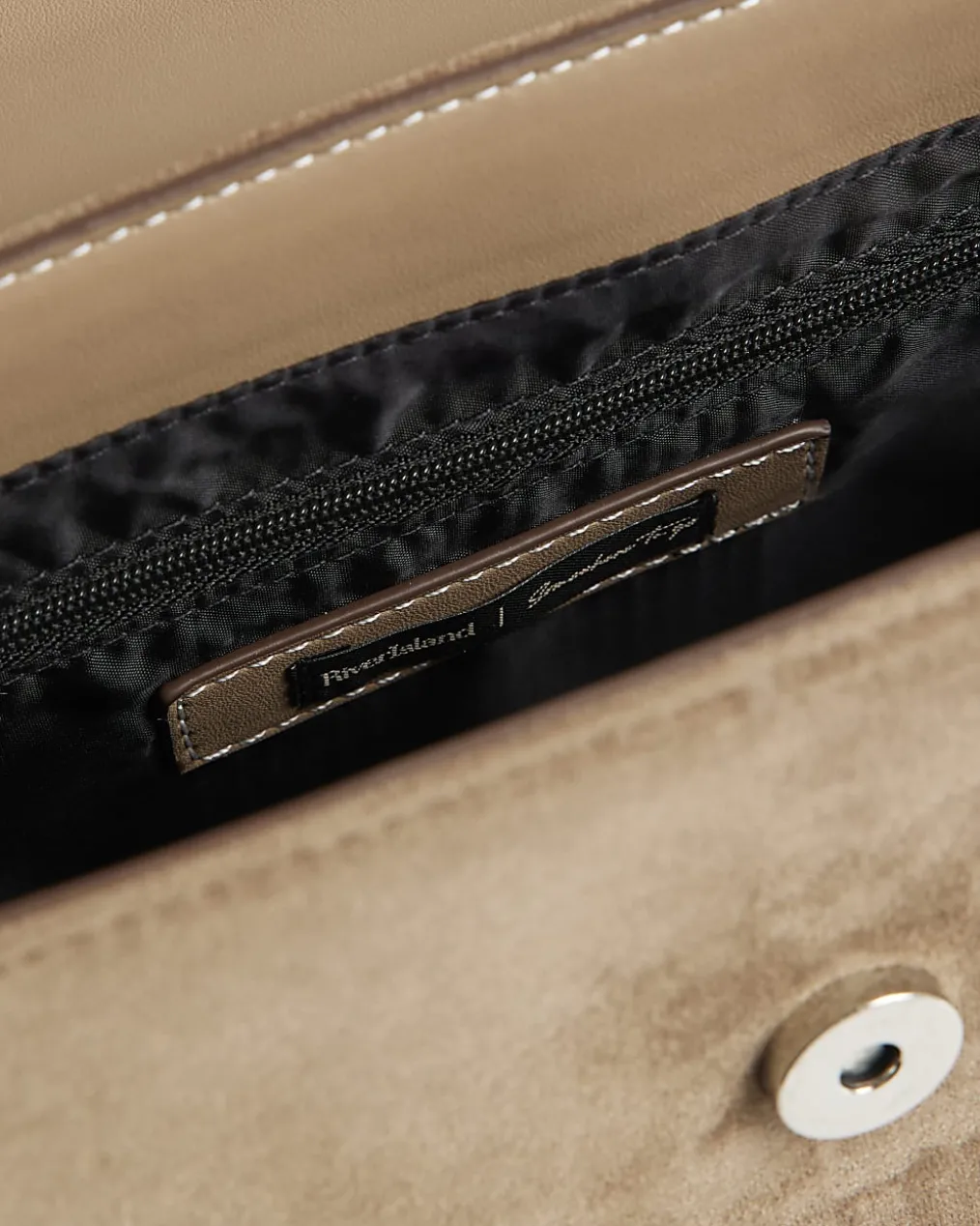 Beige Faux Suede Crossbody Tote bag