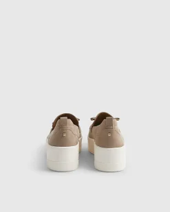 Beige Faux Suede Platform Tassel Trainers