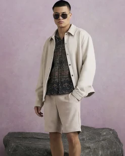 Beige Faux Suede Shorts