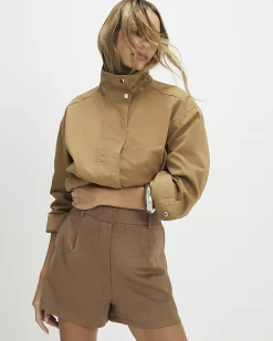 Beige Faux Suede Tailored Shorts