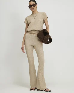 Beige Flared Trousers