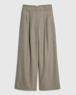 Beige Flecked Wide Leg Trousers