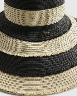 Beige Floppy Stripe Hat