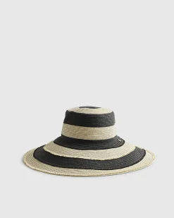 Beige Floppy Stripe Hat