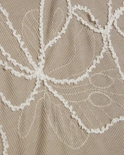 Beige Floral Embroidered T-Shirt