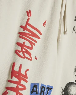 Beige Graffiti Print Jort