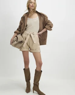 Beige Guernsey Belt Detail Short