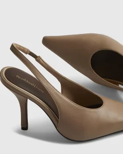 Beige High Vamp Slingback Court Heels