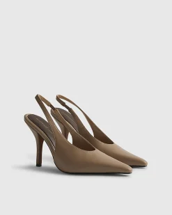 Beige High Vamp Slingback Court Heels