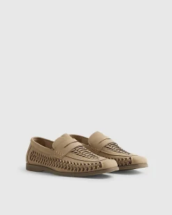 Beige Interweave Loafers