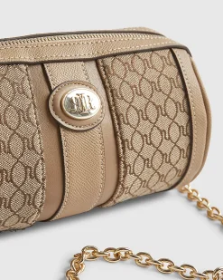 Beige Jacquard Monogram Mini Barrel Bag
