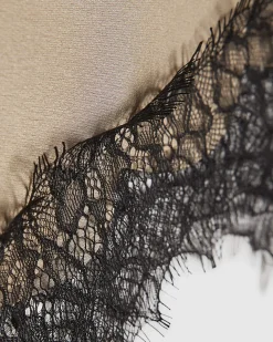 Beige Lace Trim Waist Scarf