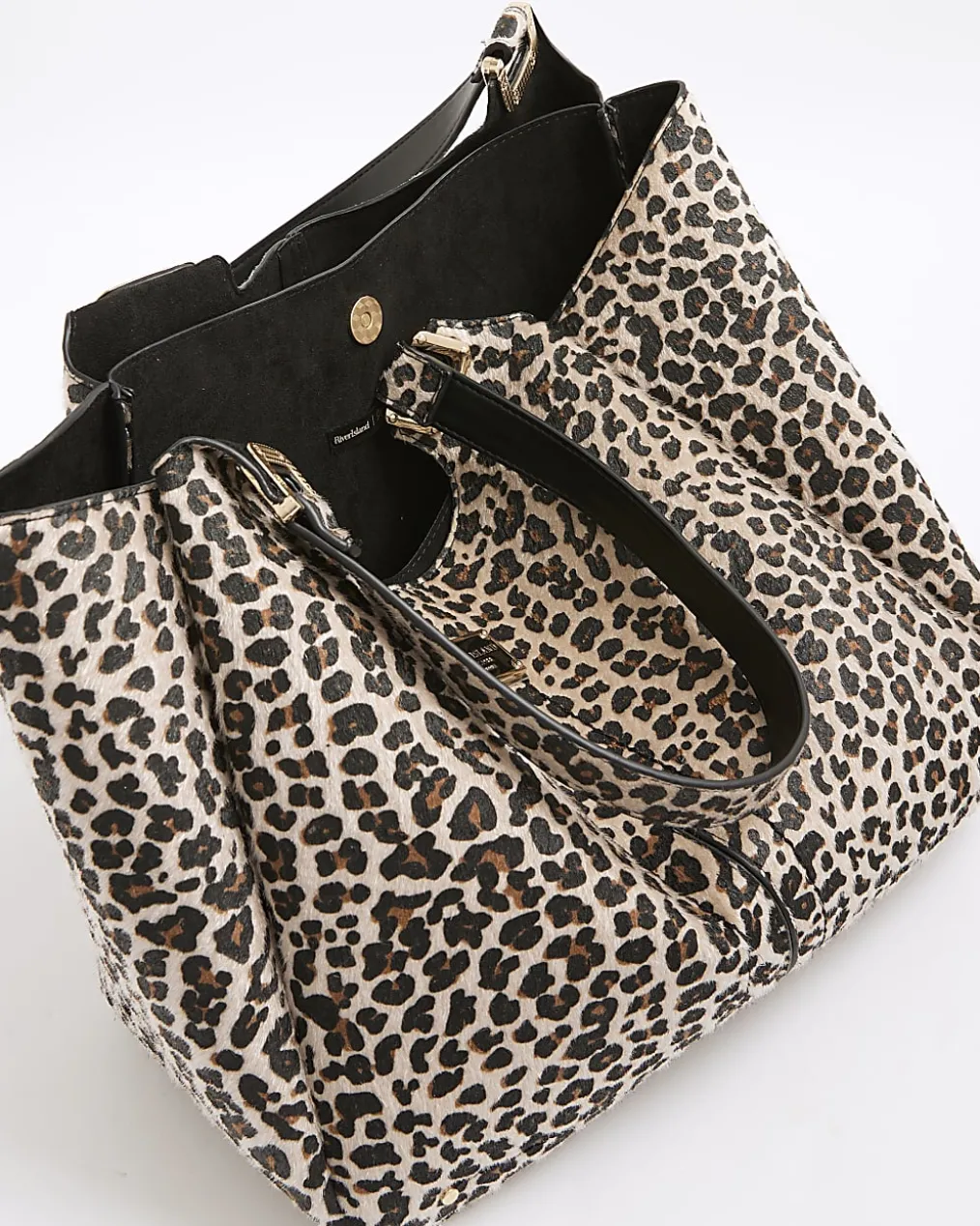 Beige Leopard Print Winged Shoulder Bag