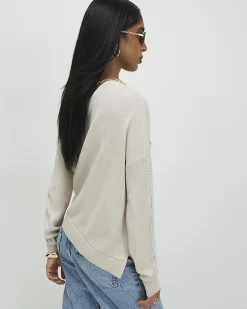 Beige Linen Blend Boat Neck Jumper