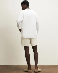 Beige Linen Blend Pull On Shorts