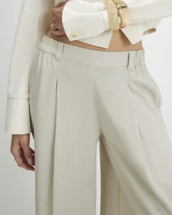 Beige Linen Blend Tailored Joggers