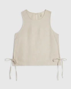Beige Linen Blend Tank Top