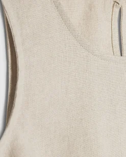 Beige Linen Blend Tank Top
