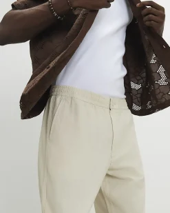 Beige Linen Blend Trousers